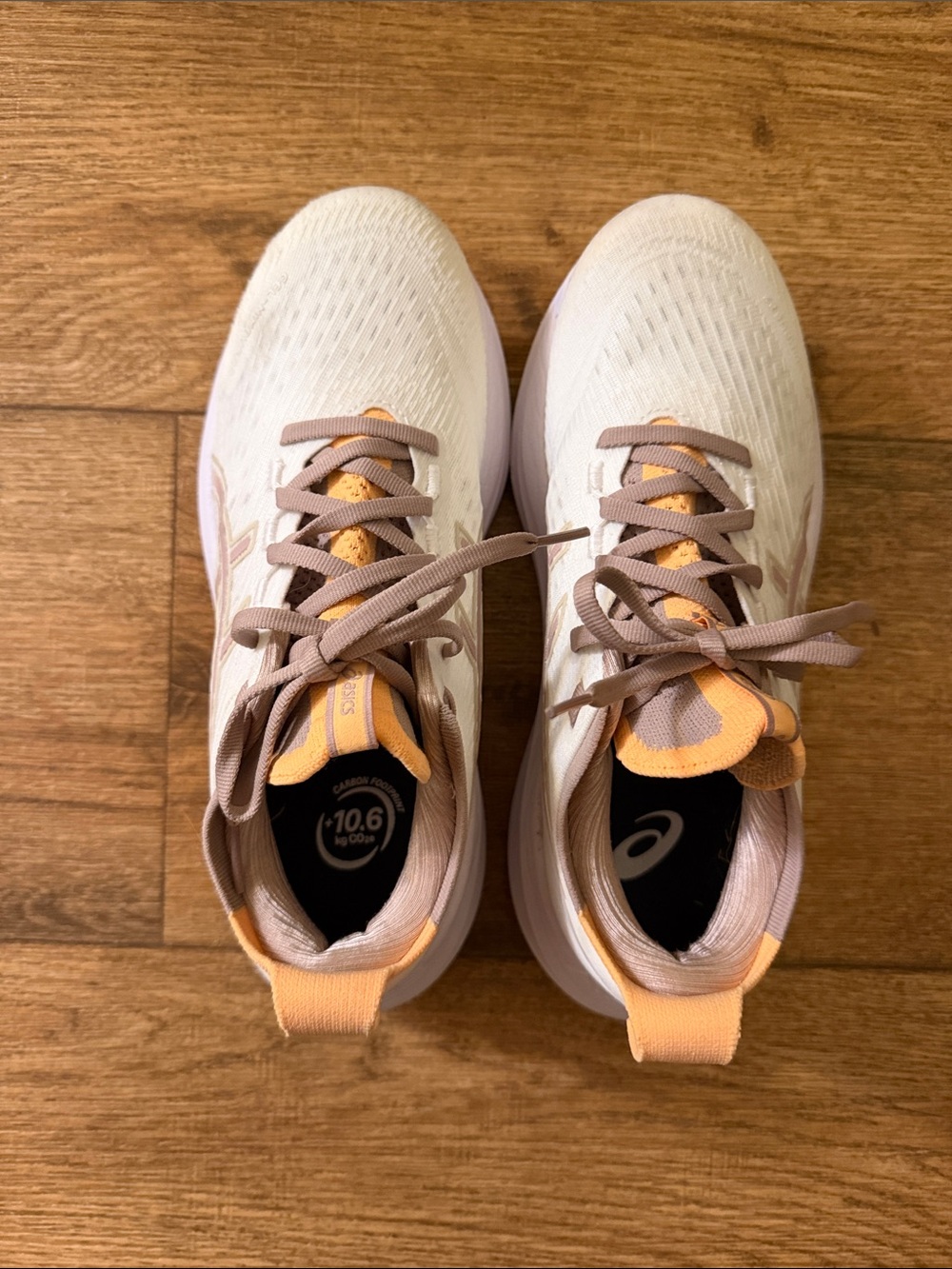 ASICS Gel Nimbus Women's White and Peach Athletic Running Shoes